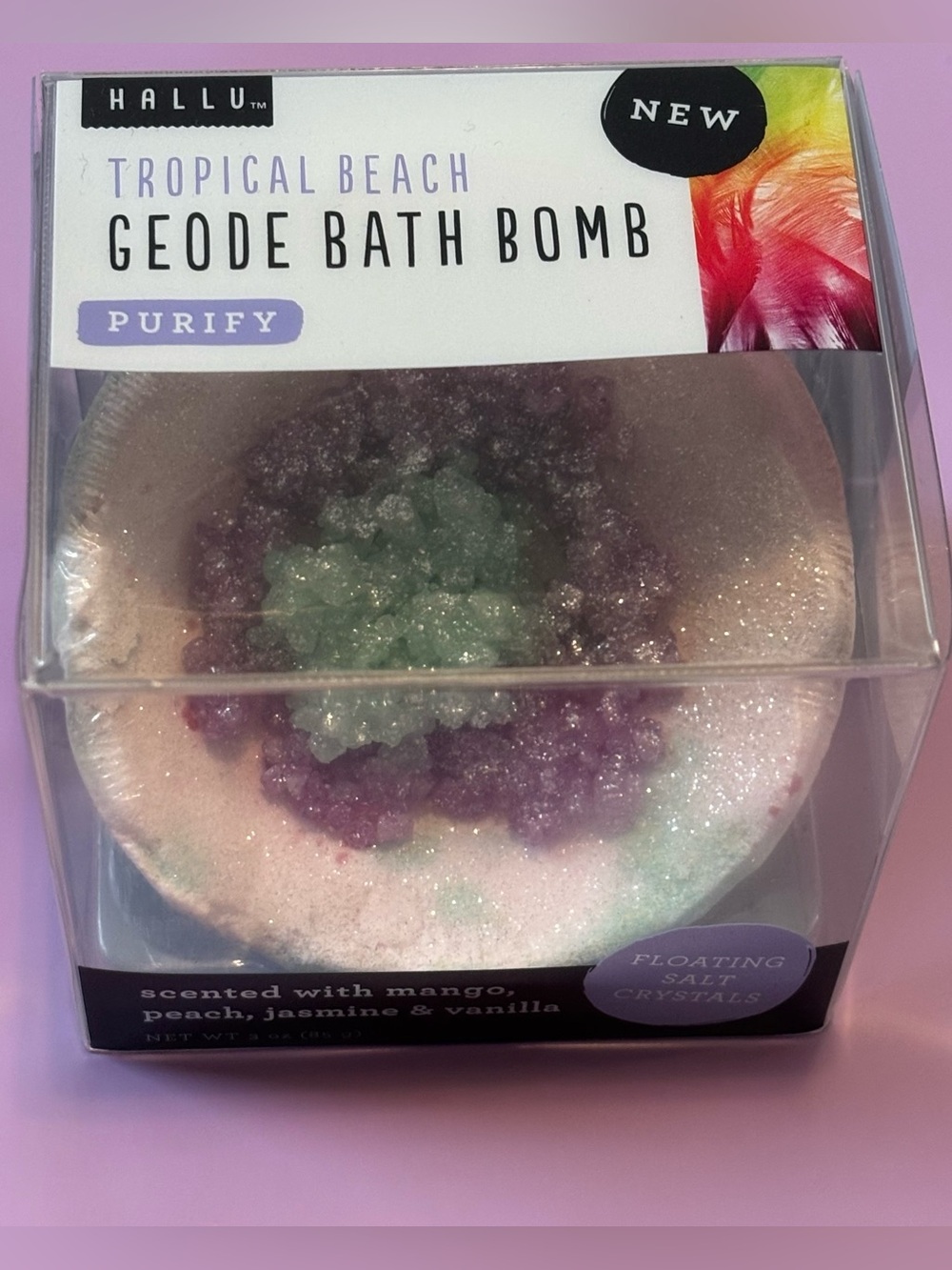 Tropical Beach Geode Bath Bomb - Purple & Green